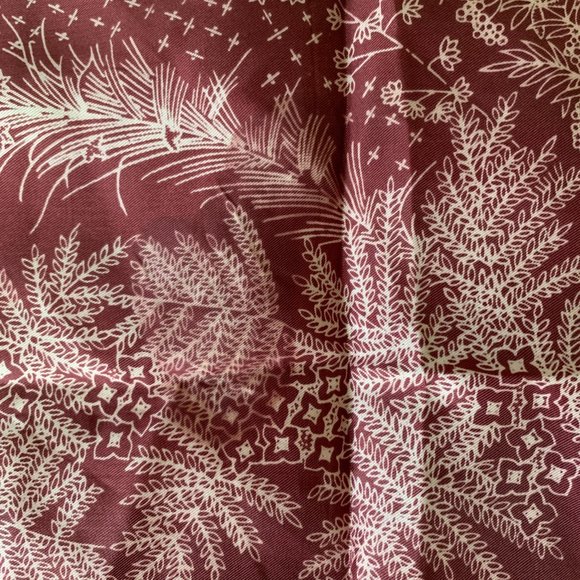 Vintage 1970s Burgundy Feather Print Poly Scarf - Picture 12 of 13
